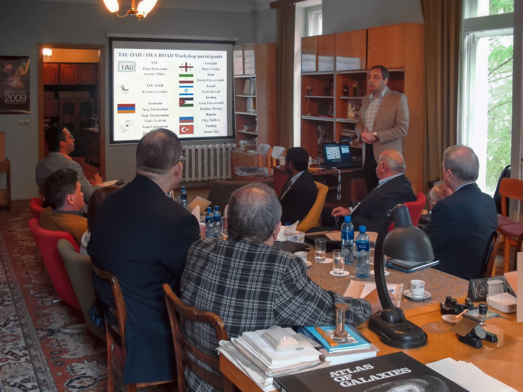 Areg Mickaelian (Byurakan Astrophysical Observatory and Co-President of the Armenian Astronomical Society) giving a presentation on the new IAU South West Asian OAD Regional Office.